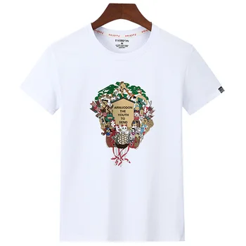 13092 Мужские футболки, Летняя футболка с коротким рукавом, мужская Простая креативная дизайнерская линия с перекрестным принтом, хлопковые брендовые рубашки, мужские Топы, тройники