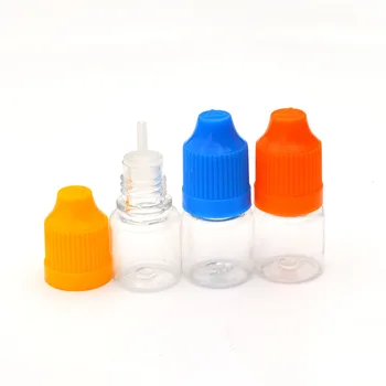 200шт Бутылки-капельницы из жесткого ПЭТ пластика объемом 3 мл с защитной от детей крышкой для пустой иглы для жидкости