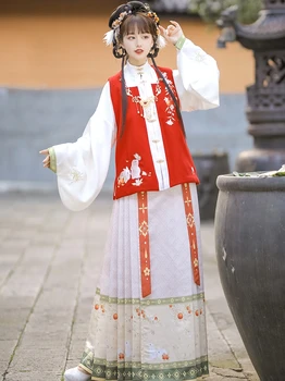 2022 зима, новый китайский традиционный жилет династии Мин, изысканный жилет с вышивкой для косплея, женские новогодние поздравления hanfu, набор hanfu