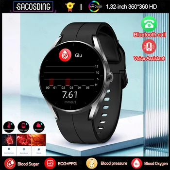 2023 Новые Смарт-часы Bluetooth Call Voice Assistant, измеряющие уровень сахара в крови, ЭКГ + PPG, умные часы Для Мужчин и Женщин, Фитнес-трекер, Часы здоровья