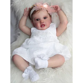 24-дюймовая кукла-Реборн для малышей, Новорожденная Лотти Принцесса, Реалистичная Мягкая на ощупь 3D-кукла для рисования кожи с волосами до корней рук