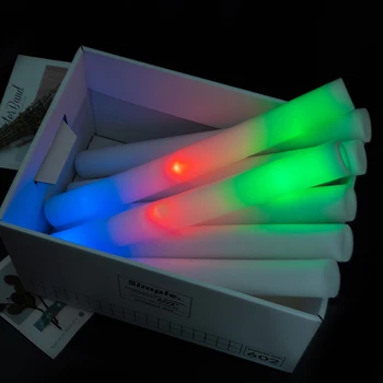 30шт RGB LED Glow Объемные красочные светодиодные светящиеся палочки Пенопластовая палочка Темный свет День Рождения Свадебные Принадлежности для Вечеринок