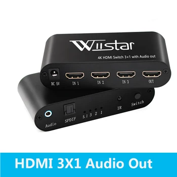 3x1 HDMI-коммутатор с аудиовыходом Оптический аудиовыход Toslink 3,5 мм с поддержкой 4K 3D 1080P PIP HDMI-коммутатора
