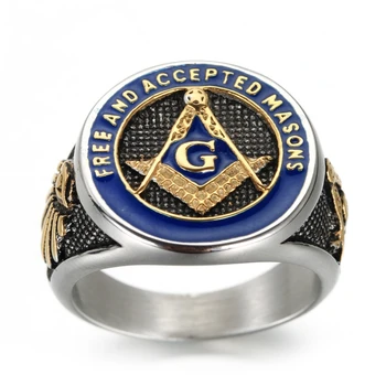 3шт Масонское кольцо Ретро Мужское Кольцо с эмалью из нержавеющей Стали в стиле Панк Ювелирные Изделия Мужские подарки G-25