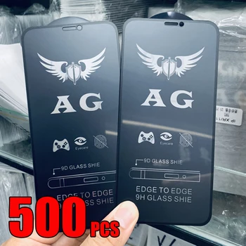 500шт AG Матовая 9D Пленка Из Закаленного Стекла Для Защиты Экрана Shield Guard Для iPhone 15 14 Pro Max 13 Mini 12 11 X Xs XR Max