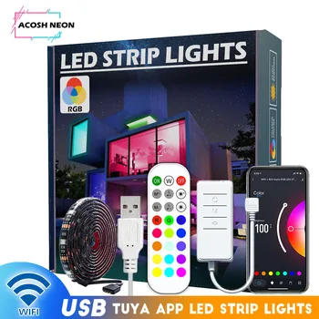 5V WIFI USB Smart TV Светодиодная Подсветка, полосы света длиной 16,4 фута Работают с Alexa и Google Home Smart Life App Control для телевизора PC Mirror