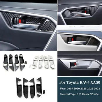 ABS Углеродное волокно Внутренняя Дверная Ручка Автомобиля, Крышка Чаши, Накладка, Наклейки, Аксессуары Для Toyota RAV4 XA50 2019-2023 RAV 4 Hybrid