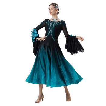 B-22248 Новое женское платье для современных танцев со стразами, разнообразное по цвету, для бальных танцев, Национальный стандарт для соревнований по вальсу