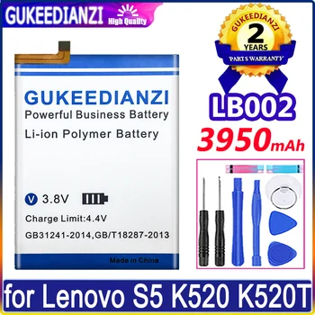 Bateria Новый Аккумулятор Batterie LB002 3950 мАч Для Lenovo S5 K520 K520T Высокой Емкости Сменный Аккумулятор Гарантия 1 Год + Инструменты