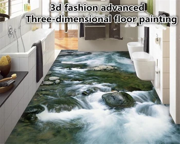 beibehang Мода для пожилых людей интерьер papel de parede 3d обои прозрачный поток речной воды камень для ванной комнаты 3D полы