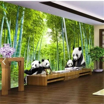 beibehang Пользовательские фотообои 3D панда настенная живопись гигантская панда бамбуковая пейзажная живопись ТВ фон обои для гостиной