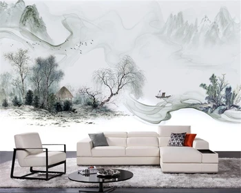 beibehang Простые китайские новые модные индивидуальные 3D обои в китайском стиле, чернильный пейзаж, настенный диван, фон papel de parede