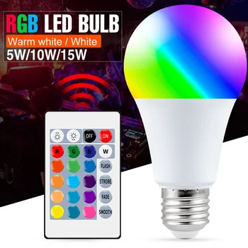 CanLing RGB Лампа E27 Лампада 5 Вт 10 Вт 15 Вт Светодиодная Красочная Лампа RGBW 240 В Волшебные Лампочки LED RGBWW Беспроводной ИК Пульт Дистанционного Управления Smart Lamp