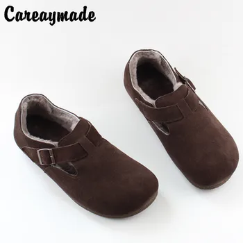 Careaymade-Женская обувь из натуральной кожи, шерстяная теплая обувь для отдыха в стиле ретро, удобные женские тонкие туфли большого размера