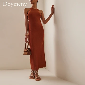 Doymeny 2023 Элегантное вечернее платье из атласа Трапециевидной формы на бретелях с открытой спиной и без рукавов Vestidos Elegantes