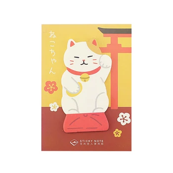 Kawaii Hello Dog Lucky Cat, Самоклеящийся блокнот для заметок, Наклейки для скрапбукинга, Закладка для школьных канцелярских принадлежностей