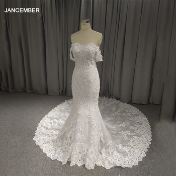 LSQX01 Новое Изысканное Свадебное платье с аппликацией без спинки 2021, Белый Бюстгальтер, Кружевные Свадебные платья с рыбьим хвостом, vestido de noiva