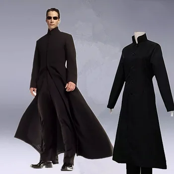 Matrix Косплей, индивидуальный черный костюм для косплея, тренч Neo, костюмы для вечеринки в честь Хэллоуина для женщин и мужчин, аксессуары для реквизита Cos Play