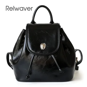 Relwaver мини-кожаный рюкзак из черной натуральной кожи, маленький модный рюкзак 2023, осенняя новая стильная женская сумка