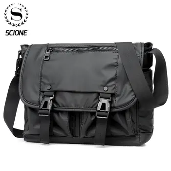 Scione, модная мужская сумка на одно плечо из водонепроницаемой нейлоновой ткани, сумка-мессенджер, Мужские повседневные деловые сумки Большой емкости