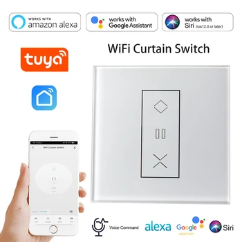 Tuya Smart Life, Wi-Fi Умный выключатель штор, жалюзи с рольставнями, голосовое управление приложением, работа с Google Home Alexa