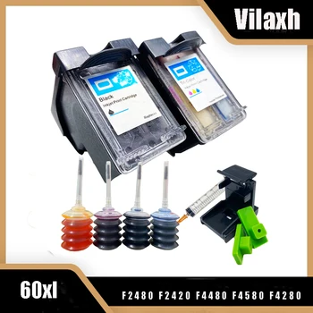 Vilaxh 60Xl Совместим с чернильными картриджами HP 60 XL для HP 60 Deskjet F2480 F2420 F4480 F4580 F4280 D2660 D2530 D2560