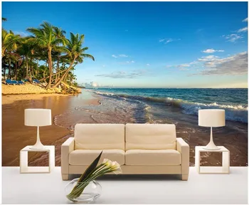 WDBH пользовательские фрески 3D фотообои Пейзаж кокосовой пальмы с видом на море домашний декор комнаты 3d настенные фрески обои для стен 3 d