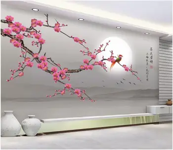 WDBH Пользовательские фрески 3d обои Китайский цветок и птица луна домашний декор 3d настенные фрески обои для стен 3 d гостиной