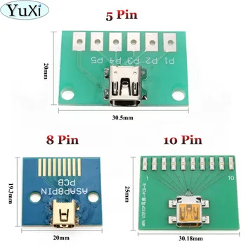 YuXi MINI USB to DIP Адаптер 5pin 8pin 10pin разъем-розетка с печатной платой тестовая плата для телефона ПК
