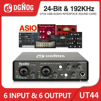 Аудиоинтерфейс UT44 USB с драйвером ASIO, 6 входов, 6 выходов, Профессиональная звуковая карта для записи гитары в студии потокового подкаста