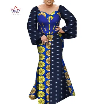 Африканские платья для женщин, Макси-платье с длинным рукавом, вечернее платье в стиле пэчворк с африканским принтом, халат, традиционная африканская одежда WY9195 Африканские платья для женщин, Макси-платье с длинным рукавом, вечернее платье в стиле пэчворк с африканским принтом, халат, традиционная африканская одежда WY9195 2