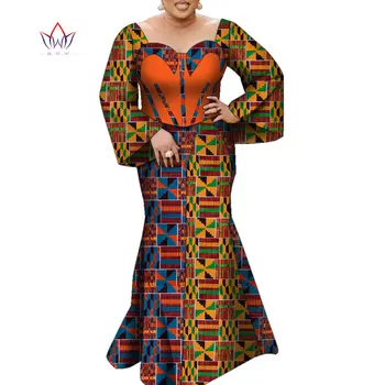 Африканские платья для женщин, Макси-платье с длинным рукавом, вечернее платье в стиле пэчворк с африканским принтом, халат, традиционная африканская одежда WY9195 Африканские платья для женщин, Макси-платье с длинным рукавом, вечернее платье в стиле пэчворк с африканским принтом, халат, традиционная африканская одежда WY9195 3