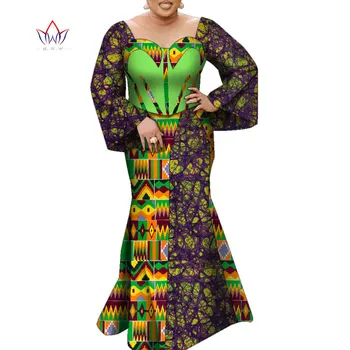 Африканские платья для женщин, Макси-платье с длинным рукавом, вечернее платье в стиле пэчворк с африканским принтом, халат, традиционная африканская одежда WY9195 Африканские платья для женщин, Макси-платье с длинным рукавом, вечернее платье в стиле пэчворк с африканским принтом, халат, традиционная африканская одежда WY9195 4