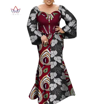 Африканские платья для женщин, Макси-платье с длинным рукавом, вечернее платье в стиле пэчворк с африканским принтом, халат, традиционная африканская одежда WY9195 Африканские платья для женщин, Макси-платье с длинным рукавом, вечернее платье в стиле пэчворк с африканским принтом, халат, традиционная африканская одежда WY9195 5