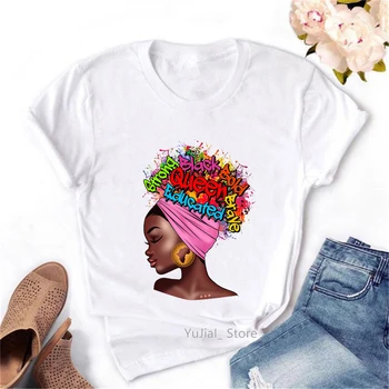 Афро Черная красавица, футболка с принтом Эбонитовой девушки, Женская футболка с меланином, Женская летняя модная футболка, женская уличная одежда