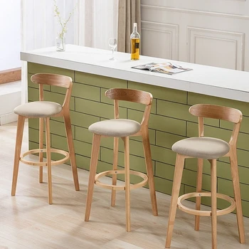 Барные стулья из массива дерева для кухни и высокого стола, современный минималистичный табурет, барный стол с высокой спинкой, барный стул