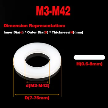 Белый/черный Нейлон, увеличенный и утолщенный, изоляция, плоская шайба/прокладка M3-M42 Белый/черный Нейлон, увеличенный и утолщенный, изоляция, плоская шайба/прокладка M3-M42 0