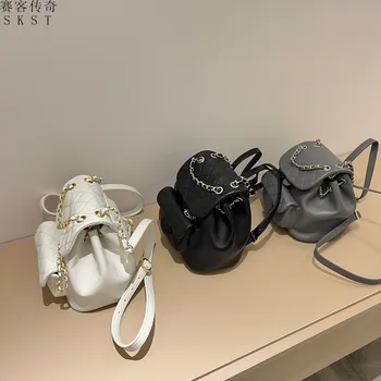 Бесплатная Доставка, Роскошная дизайнерская сумка, Классический рюкзак с цепочкой, мини-женский рюкзак из воловьей кожи