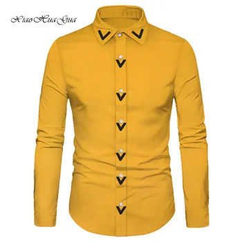 Весенне-осенняя Повседневная рубашка в Африканском стиле для Мужчин, Сшитая на заказ с Длинным рукавом, Однобортная Мужская Рубашка, Африканская мужская Одежда WYN873