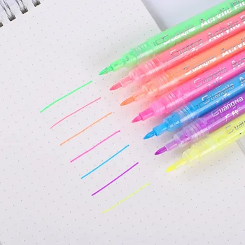 Водонепроницаемый флуоресцентный акриловый маркер Diy Marker Альбом для рисования Цветная ручная учетная запись Ручка Набор маркеров на водной основе