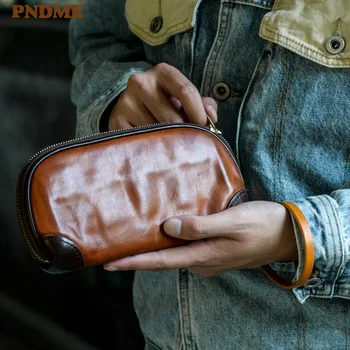 Высококачественная роскошная мужская сумка-клатч из натуральной кожи, модный винтажный повседневный простой кошелек из натуральной воловьей кожи, держатель для карт, кошелек для телефона