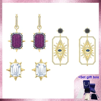 Высококачественные модные серьги-шармы с кристаллами Таро, волшебные серьги-гвоздики с пирсингом, позолоченная изысканная подарочная коробка