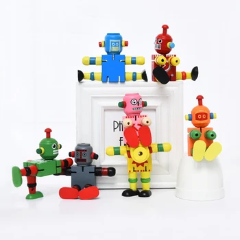 Деревянная игрушка-робот, Подвижный деформационный робот, игрушка для детей, украшение дома EIG88 Деревянная игрушка-робот, Подвижный деформационный робот, игрушка для детей, украшение дома EIG88 0