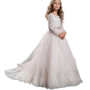 Детское платье с блестками и цветочным узором для девочек, детское праздничное платье для свадьбы, бальное платье для выпускного вечера, платье принцессы для торжественных случаев для девочек