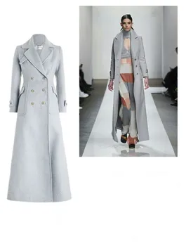 Дизайнерское кашемировое женское пальто, зимняя толстая длинная куртка с металлической пуговицей, Сшитое на заказ Официальное офисное платье для выпускного вечера, тренчкот