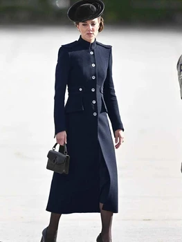 Дизайнерское новое осеннее однобортное пальто Kate Princess С длинным рукавом, Модная Элегантная винтажная повседневная ветровка Миди для вечеринок