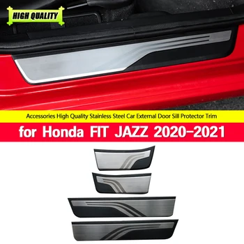 Для Honda FIT JAZZ 2020 2021 Накладка На Порог Автомобиля Приветственная Педаль Из Нержавеющей Стали Аксессуары Для Украшения Стайлинга Автомобилей 4 шт