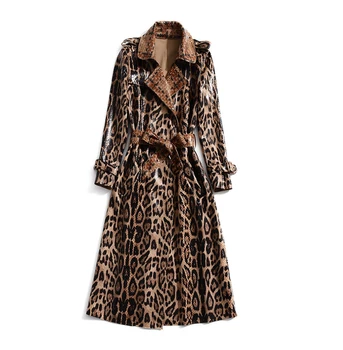 Женская Ветровка, пальто, Осень-зима, Модное Пальто с длинным рукавом и принтом из змеиной кожи, на шнуровке, сохраняющее тепло, пальто