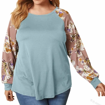 Женская футболка, Весенне-Осенний Модный Пуловер с цветочным принтом, футболка, Женская Повседневная футболка с длинным рукавом и круглым вырезом