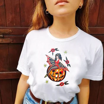 Забавные женские футболки с тыквой на Хэллоуин, Хлопковая футболка С изображением Октябрьского ребенка, футболка Harajuku Wicca, Одежда Для Ведьм, женские модные топы